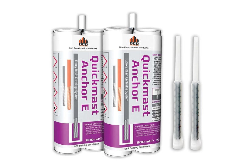 DCP Quickmast Anchor E Concrete Anchoring Epoxy - Two-Part, Dual Cartridge, Fast-Setting Epoxy System for Rebar, Threaded Rods, Crack Repair - Strong Bonding, Durable - 20.2 fl oz. - 2 Pack - Image 1